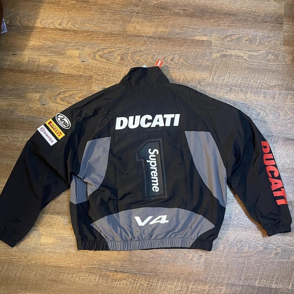 Supreme Black and Gray Windbreaker with Red Accents - Picture 2 of 5